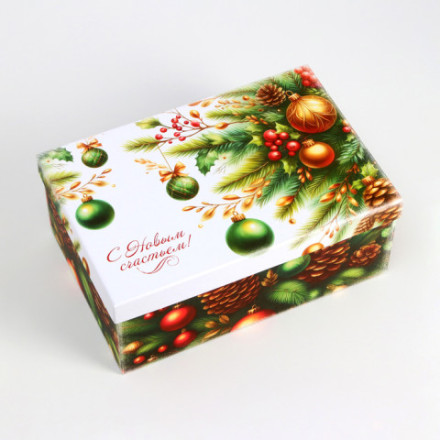 Коробка подарочная &quot;Ёлочные игрушки&quot;, прямоугольник #нг