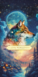 Конверт для денег В День Рождения! Ночной волк, вырубка
