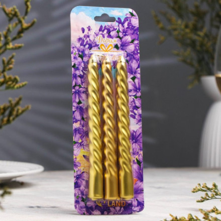 Набор витых свечей, золотой