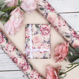 Бумага упаковочная, крафт &quot;С 8 Марта! &quot;, розы