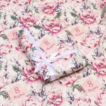 Бумага упаковочная, крафт &quot;С 8 Марта! &quot;, розы