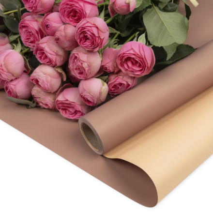 Упаковочная пленка 65мкр Двухцветная, Бежевый/Чайная роза, Матовый