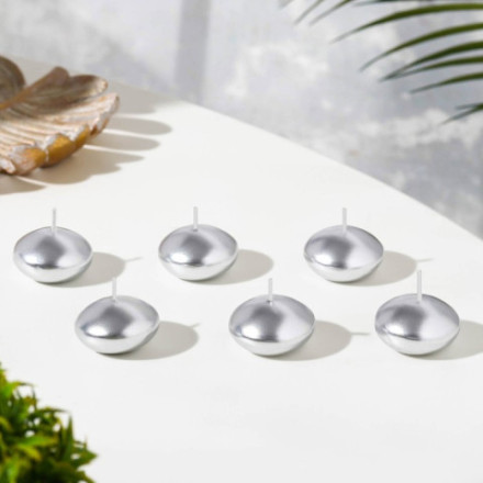 Набор свечей плавающих «Овал», серебристая