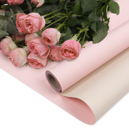 Упаковочная пленка 65мкр Двухцветная, Кремовый/Светло-розовый, Матовый