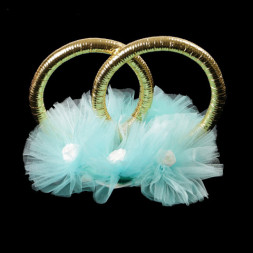 Распродажа! Кольца на машину свадебные с фатином и латексным цветком, тиффани