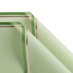 Пленка флористическая с двойной каймой, Пастельно-зелёная глянцевая 53 мкр