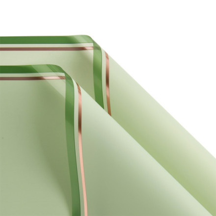 Пленка флористическая с двойной каймой, Пастельно-зелёная глянцевая 53 мкр