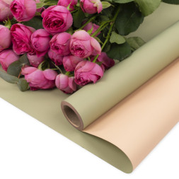 Упаковочная пленка 65мкр Двухцветная, Светло-зеленый/Бежевый, Матовый