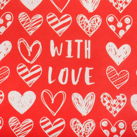 Бумага крафтовая With love, красный