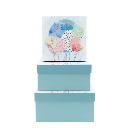 Коробка &quot;С Днем Рождения. Шарики&quot; с тиснением, квадрат