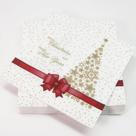 Сервировочные салфетки, Новогодний бант, Красный