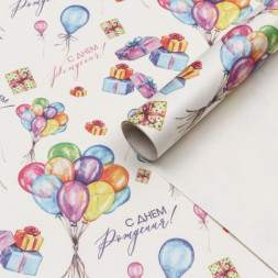 Бумага упаковочная  крафт &quot;Воздушный букет&quot;