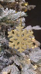 Набор новогодних елочных игрушек Снежинка Золото с глиттером