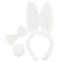 Набор (ушки, бантик, хвостик), Зайчик, Белый