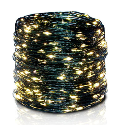 Светодиодная гирлянда &quot;Роса&quot;, зеленый провод, Теплый цвет