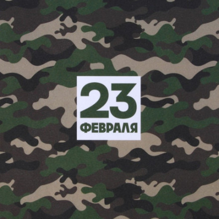 Бумага упаковочная крафтовая белая «23 февраля хаки»