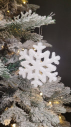 Набор новогодних елочных игрушек Снежинка Белая с глиттером