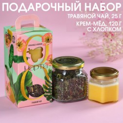 Подарочный набор к 8 марта (чай, крем-мед хлопковый)