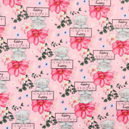 Бумага упаковочная глянцевая «Мишка и Цветы»