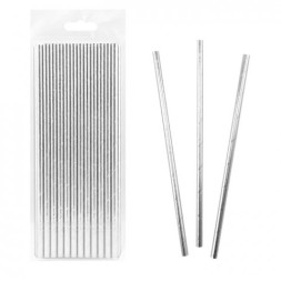 Трубочки для коктейля фольгированные одноразовые  &quot;Блеск&quot; Серебро