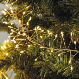Светодиодная гирлянда Хвойная лапа (мишура роса) на зеленом проводе, теплый свет