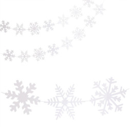 Гирлянда-подвеска Ассорти снежинок, Жемчужный, Перламутр