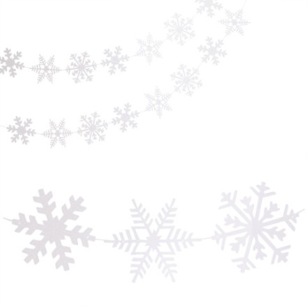 Гирлянда-подвеска Ассорти снежинок, Жемчужный, Перламутр