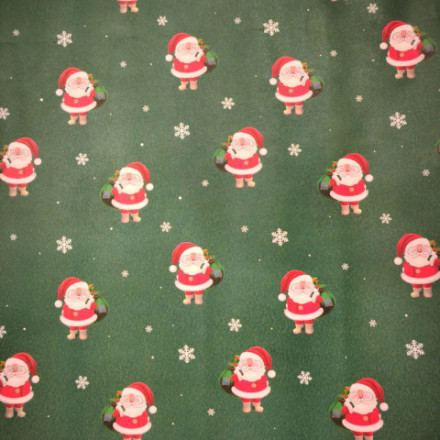 Упаковочная бумага глянцевая Дед мороз, зеленый фон #нг