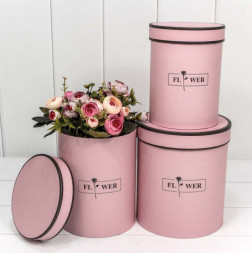Коробка Цилиндр, Flowers, Розовый