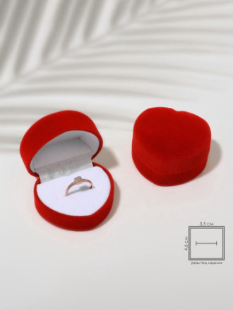 Футляр бархатный под кольцо, серьги «Сердце малое», бордовый