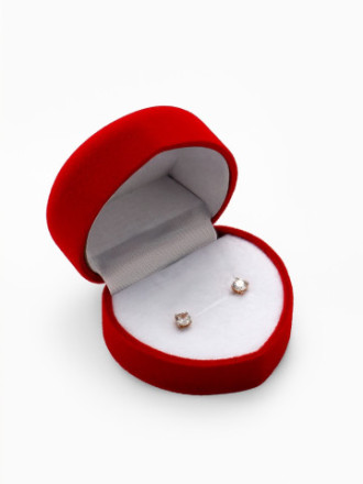 Футляр бархатный под кольцо, серьги «Сердце малое», бордовый