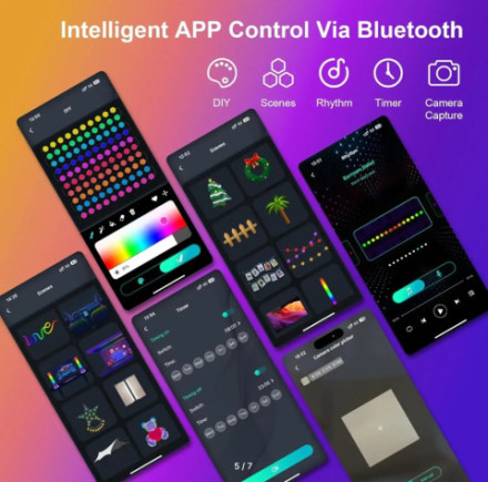 Светодиодная гирлянда нить Шарики перламутр RGB, Buetooth, пульт 50Led на прозрачном проводе