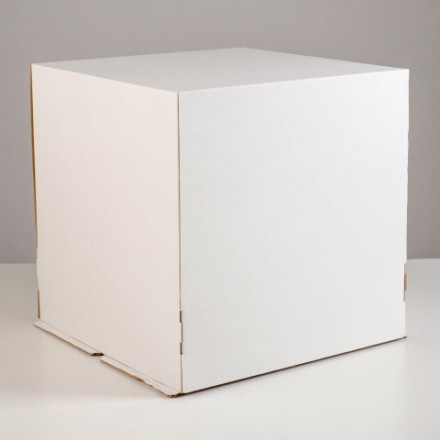 Коробка складная для торта, белый, куб