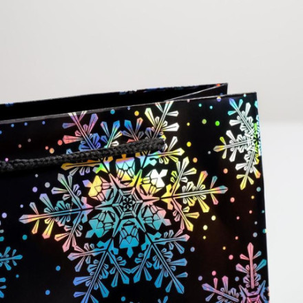 Пакет голография вертикальный «С Новым годом» снежинки #нг