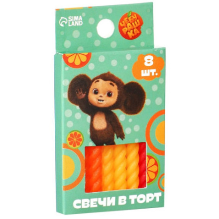 Набор свечей для торта &quot;С Днем Рождения&quot;, Чебурашка