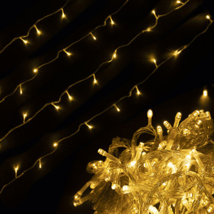Светодиодная гирлянда, Нить 200 Led, 8 режимов, IP14, Теплый белый
